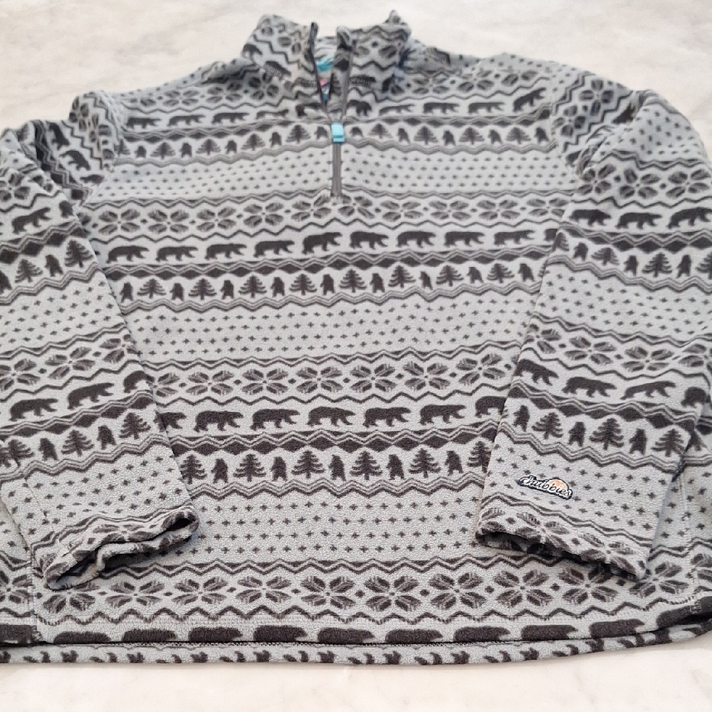 Chubbies Bear Tree Pattern Fleece Quarter Zip Pullover Longsleeve Sz Med Mens